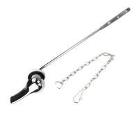 Much Hotter Universal Toilet Handle Tank Flush Lever Replacement - Front Mount, Chrome Finish with Stainless Steel Flapper Chains (Front)