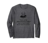 Much Owed by So Many to So Few Winston Churchill Black Print Long Sleeve T-Shirt