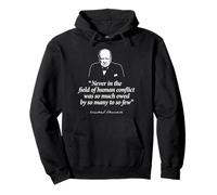 Much Owed By So Many To So Few Winston Churchill White Print Pullover Hoodie