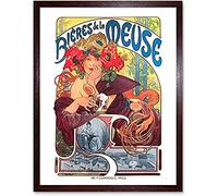 Mucha Beers Meuse Nouveau Advert Unframed Wall Art Print Poster Home Decor Premium