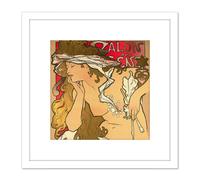 Mucha Salon des Cent Art Nouveau 8X8 Inch Square Wooden Framed Wall Art Print Picture with Mount Artery8 White One Size