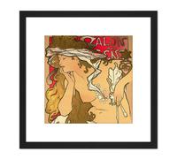 Mucha Salon des Cent Art Nouveau 8X8 Inch Square Wooden Framed Wall Art Print Picture with Mount Artery8 Black One Size