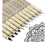 Muchcute Micro Fineliner Art Drawing Pens:12 Black Fine Liner Waterproof Ink Set Artist Supplies Line Professional Technical Marker Watercolour Sketching Manga Anime Gifts Sketch Zentangle Adult Stuff