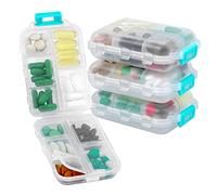 Muchengbao 4-Pack 7-Day Pill Box - 10 Compartment Medicine Box, Easy to Open (White)