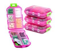 Muchengbao Pack of 4 Pill Box - 7 Days With 10 Compartments, Handy Medicine Box Easy to Open (Pink)