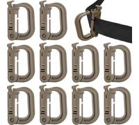 MUCHER 10pcs Tactical Carabiner Clip Molle Multipurpose D-Ring Plastic Buckle Carabiner Tactical Backpack Snap Hook for Attaching Molle Webbing (Khaki)