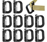 MUCHER 10pcs Tactical Carabiner Clip Molle Multipurpose D-Ring Plastic Buckle Carabiner Tactical Backpack Snap Hook for Attaching Molle Webbing (Black)