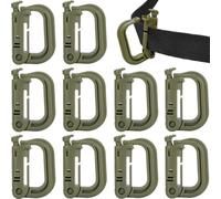 MUCHER 10pcs Tactical Carabiner Clip Molle Multipurpose D-Ring Plastic Buckle Carabiner Tactical Backpack Snap Hook for Attaching Molle Webbing (Green)
