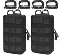 MUCHER 2 Pack EDC Pouch Molle Pouches Tactical Waist Bag Utility Waist Pack with 4 Hooks for Outdoor Hiking Hunting Camping Training (L, Black)