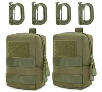 MUCHER 2 Pack EDC Pouch Molle Pouches Tactical Waist Bag Utility Waist Pack with 4 Hooks for Outdoor Hiking Hunting Camping Training (S, Army Green)