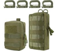 MUCHER 2 Pack EDC Pouch Molle Pouches Tactical Waist Bag Utility Waist Pack with 4 Hooks for Outdoor Hiking Hunting Camping Training (L+S, Green)