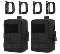 MUCHER 2 Pack EDC Pouch Molle Pouches Tactical Waist Bag Utility Waist Pack with 4 Hooks for Outdoor Hiking Hunting Camping Training (S, Black)