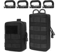 MUCHER 2 Pack EDC Pouch Molle Pouches Tactical Waist Bag Utility Waist Pack with 4 Hooks for Outdoor Hiking Hunting Camping Training (L+S, Black)