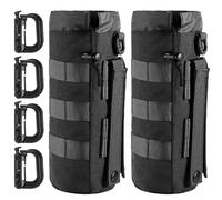 MUCHER 2 Pack Tactical Water Bottle Pouch Molle Bottle Holder Military Bottle Bag Bottle Container Carrier with 4 Hooks for Outdoor Hiking Hunting Camping Training (Black)
