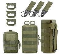 MUCHER 3 Pack Molle Pouches Tactical Waist Bags EDC Utility Pouch Waist Bag with 3 Hooks and 3 Keychains for Outdoor Hiking Hunting Camping Training Travelling (Green)