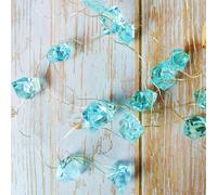 MUCHER 30 Battery Operated Crystal String Fairy Lights 3M Fairy Lights for Wedding Balcony Wall Bedroom Home Decor (Blue)