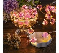 MUCHER 30 Battery Operated Crystal String Fairy Lights 3M Fairy Lights for Wedding Balcony Wall Bedroom Home Decor (Pink)