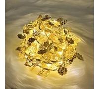 MUCHER 50 Warm White Micro LED Battery Operated Gold Leaf String Fairy Lights 5M Garland Light Ivy Fairy String Lights for Wedding Balcony Wall Bedroom Home Decor (Xmas Leaves)