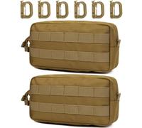 MUCHER EDC Pouch Molle Pouches Tactical Waist Bag Utility Waist Pack with 6 Hooks for Outdoor Hiking Hunting Camping Training (B-Khaki-2 PCS)