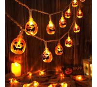 MUCHER Halloween Fairy Lights 3M 20 LED USB Jack O' Lantern String Lights | Indoor Use, Warm White, Orange Pumpkin Autumn Decorations for Home, Bedroom, Garden, Party