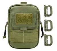 MUCHER Molle Pouches Multipurpose Tactical Mobile Phone Belt Pouch EDC Utility Waist Bag with 3 Hooks for Outdoor Hiking Hunting Camping Training Travelling (Green)