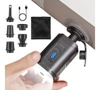 MUCHER Portable Electric Air Pump with LED Camping Lamp 2400mAh 3-in-1 Mini Pump Battery Small Portable Air Pump with 5 Nozzles & USB-C for Air Mattress, Swimming Ring, Vacuum Bag, Camping