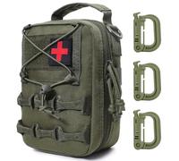 MUCHER Tactical First Aid Pouch Molle IFAK First Aid Waist Bag Medical Molle Pouch Small General Survival Utility Bag with 3 Hooks for Outdoor Hiking Hunting Camping Training (Green)