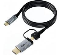 Muchfox 2in1 USB C to HDMI Cable 4K@60Hz, Thunderbolt 3 to HDMI Cable, 100W Charging, 20Gbps USB-C 3.1 Gen2 Data Cable, Compatible for iPhone 16/15 Pro, MacBook Pro/Air, Surface, XPS, Galaxy etc-1.9M