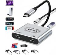 Muchfox USB C to Dual AR Glasses and Charging Adapter, Charger and Play, up to 4K@60Hz PD 100W Fast Charging, Compatible Switch OLED, Steam Deck, iPhone 16, Connect Viture/Rokid/Xreal AR Glasses