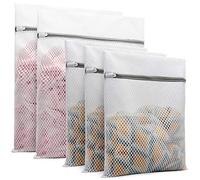 5Pcs Durable Honeycomb Mesh Laundry Bags for Delicates (2 Large 16 x 20 Inches, 3 Medium 12 x 16 Inches)