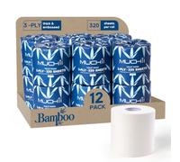 MUCHII Bamboo Toilet Paper 3-Ply, Septic Safe Bath Tissue, 12 Rolls, White | Soft and Absorbent Tree Free Toilet Paper, Dye-Free Tissue, 320 Sheets Per Roll for Bathroom, Boat, RV, Bathroom Tissue
