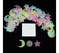 MuchLuckystar 100PCS Glow in the Dark Stars and Moons Wall Stickers, Luminous Ceiling Decals for Bedroom Nursery Decor, Reusable Plastic