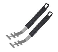 MuchLuckystar 2 Pack BBQ Grate Lifter Tool, Heat Resistant Stainless Steel Grill Handle for Safe Anti-Scald Lifting, Black Silver 27.5cm