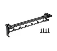 MuchLuckystar Aluminum Alloy Retractable Closet Rod, Adjustable Hanger Rail for Wardrobe Organization, Space Saving Clothes Bar with Smooth Slide Rails, Black 350mm
