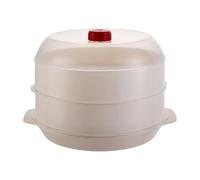 MuchLuckystar Microwave Vegetable Steamer with Adjustable Steam Vent, Transparent Lid & Scratch-Resistant Base, Food-Grade Plastic Kitchen Cooker for Healthy Cooking, White