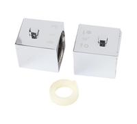 MuchLuckystar Pair Square Thermostatic Shower Handle Knobs Chrome ABS for SMA Bath Mixer Valve, Silver Temperature Control with Grub Screw