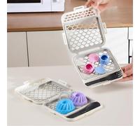 MuchLuckystar Silicone Dishwasher Basket for Small Items, Secure Storage Box with Buckles for Bottle Parts & Accessories, Heat Resistant Top Rack Organizer, White 18x18x2.3cm