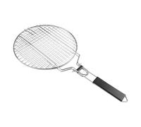 MuchLuckystar Stainless Steel Folding Round Grill Basket with Detachable Handle, Lockable BBQ Cage for Vegetables Fish Shrimp, Portable Outdoor Grilling Net with Carry Pouch, Silver