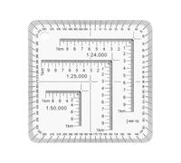 MuchLuckystar Transparent Acrylic Coordinate Ruler 2.75"x2.75", Flexible Map Scale Protractor for Construction Engineering Surveying