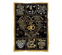 MUCHNEE 50th Wedding Anniversary Blanket, Romantic Gift for Couple, Happy 50th Anniversary Present 50"x60"