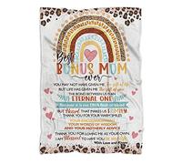 MUCHNEE Bonus Mom Blanket 60"x50" - Gifts for Bonus Moms from Stepdaughter Stepson - Christmas Mother's Day & Birthday Present