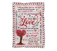 MUCHNEE Couple Blankets for Him Her, Wife Gift from Husband, to My Husband Blanket, Romantic Gifts for Fiance Fiancee Boyfriend Girlfriend, Anniversary Wedding Newly Couple Heart Tree Blanket