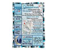 MUCHNEE Grandson Blanket - Ultra-Soft Fleece Blanket for Grandson Boy, Birthday Gifts, Graduation Keepsake