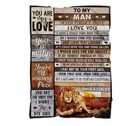 MUCHNEE to My Man Lion Couple Fleece Blanket, Orange and Brown, 50"x60", Personalized Gift for Him, Couples, Anniversary, Valentine's Day