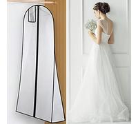 MuChoney Garment Bag Wedding Dress Cover Protective Cover for Bridal Gowns Evening Dresses Suits Coats Breathable Anti-Dust Wedding Dress Garment Bag (72'' x 27.6'', Black Edge)