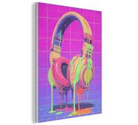 MuchoWow© Acoustic Wall Panels 30x40 cm Soundproof Noise Cancelling Room Treatment Felt Boards For Walls Sound Proofing Panel Accessories Beats - Neon - Paint - Headset