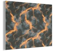 MuchoWow© Acoustic Wall Panels 40x30 cm Noise Cancelling Sound Proof Decorative Panel For Decoration Soundproof Treatment Felt Boards Orange - Lightning - Clouds