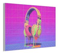 MuchoWow© Acoustic Wall Panels 60x40 cm Soundproof Noise Cancelling Room Treatment Felt Boards For Walls Sound Proofing Panel Accessories Beats - Neon - Paint - Headset