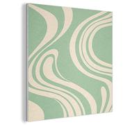 MuchoWow© Acoustic Wall Panels 60x60 cm Soundproof Noise Cancelling Room Treatment Felt Boards For Walls Sound Proofing Panel Accessories Wavy lines - Mint green - Dancing shapes