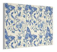 MuchoWow© Acoustic Wall Panels 90x60 cm Soundproof Noise Cancelling Room Treatment Felt Boards For Walls Sound Proofing Panel Accessories Butterflies - Flowers - Blue - Botanical